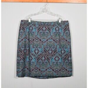 Talbots Purple Teal Paisley Heritage Straight Pencil Knee Length Skirt Sz 20WP
